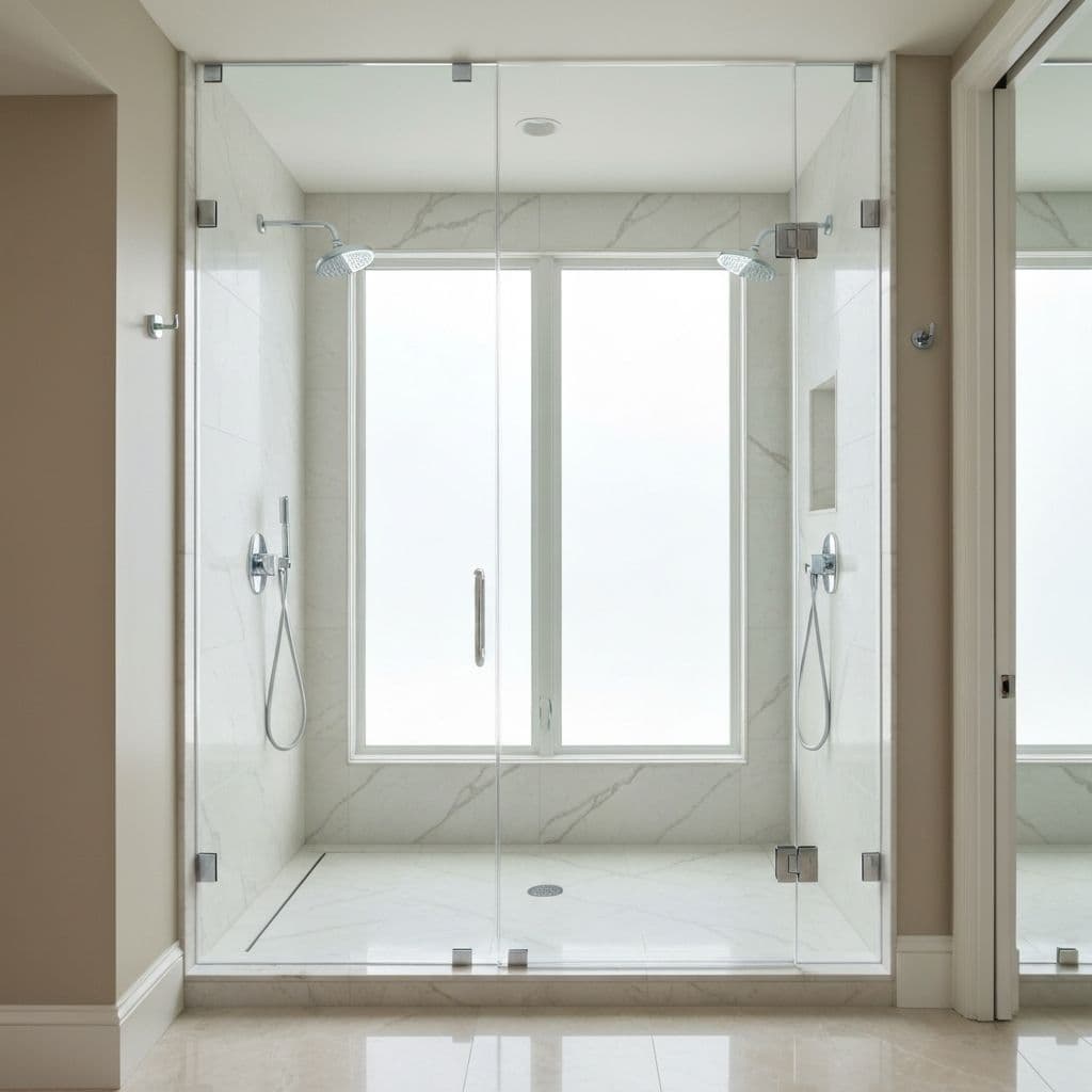 Frameless shower glass enclosure